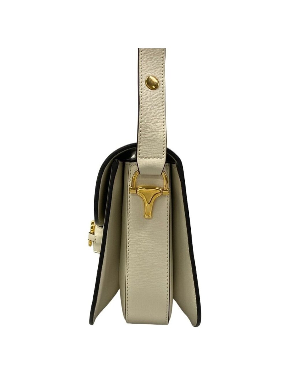 Gucci Shoulder Bag Horsebit Ivory Gold Leather - Picture 4 of 15